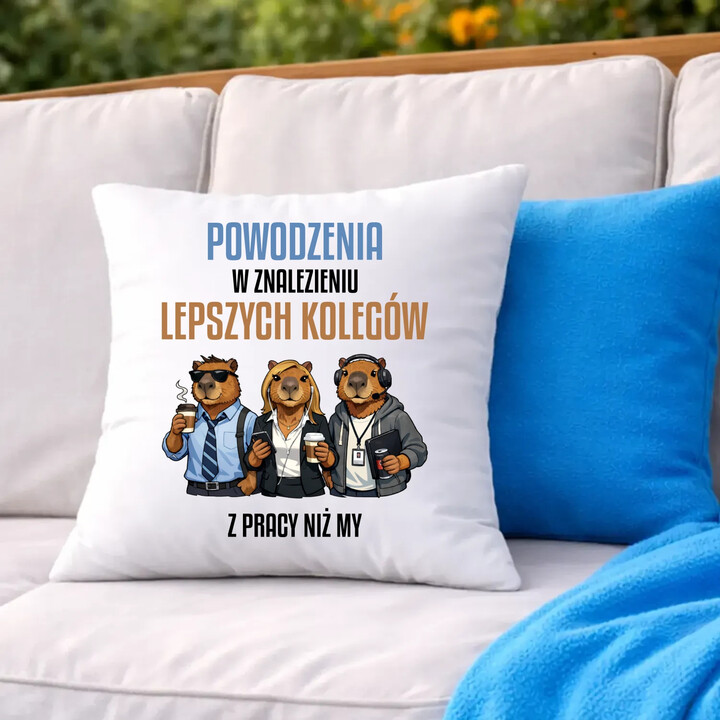 Powodzenia w znalezieniu lepszych kolegów z pracy niż my - poduszka na prezent