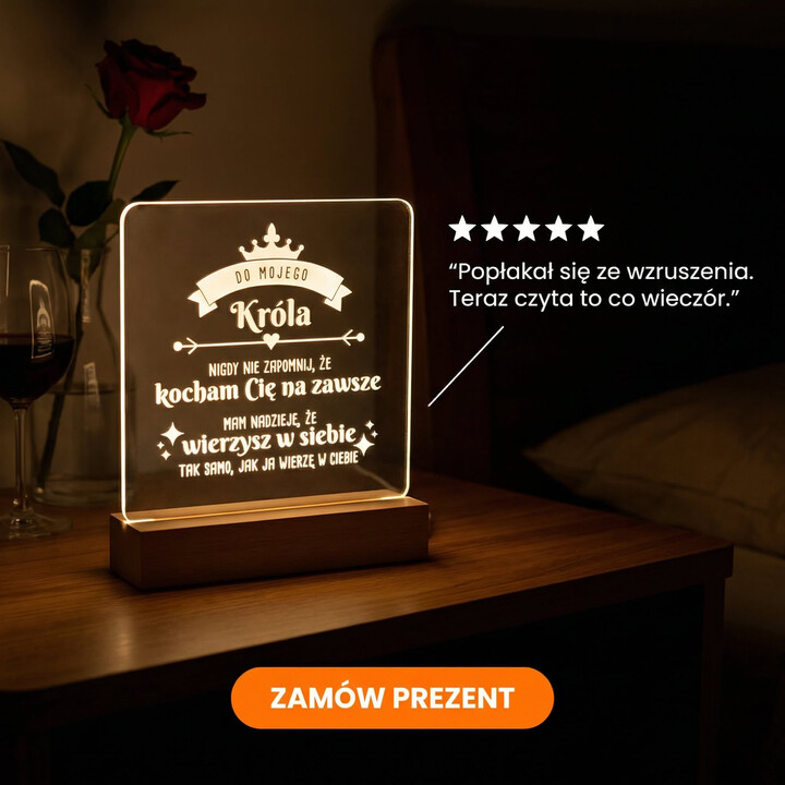 Do mojego króla - kocham Cię na zawsze - lampka led z grawerem