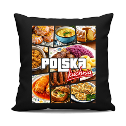 Kuchnia polska - czarna poduszka na prezent