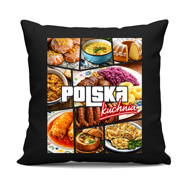 Kuchnia polska - czarna poduszka na prezent