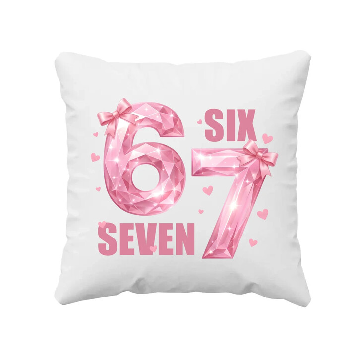 Six seven 67 - różowa wersja - poduszka na prezent