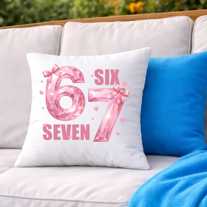 Six seven 67 - różowa wersja - poduszka na prezent