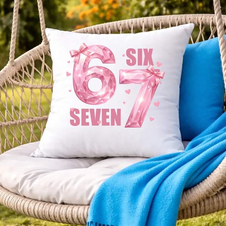 Six seven 67 - różowa wersja - poduszka na prezent