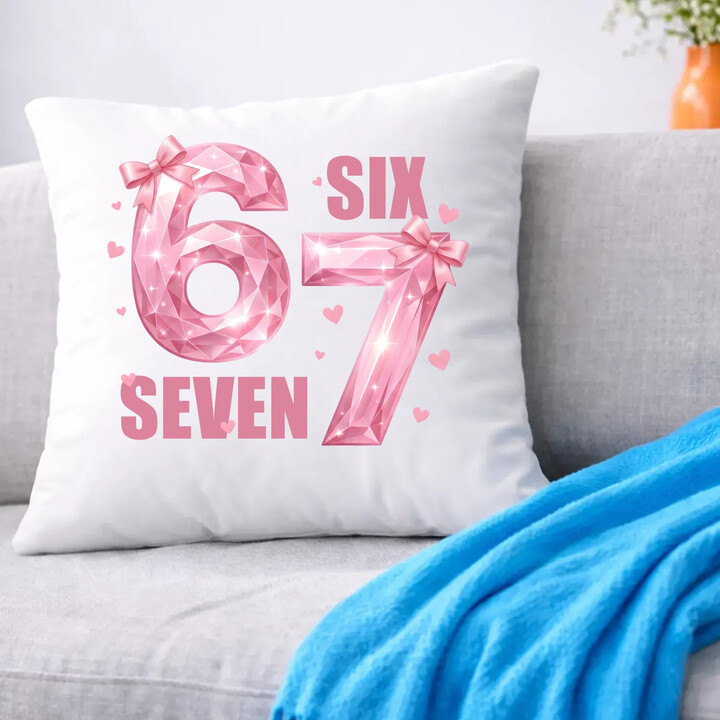 Six seven 67 - różowa wersja - poduszka na prezent