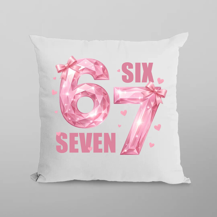 Six seven 67 - różowa wersja - poduszka na prezent