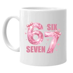 Six seven 67 - różowa wersja - kubek na prezent