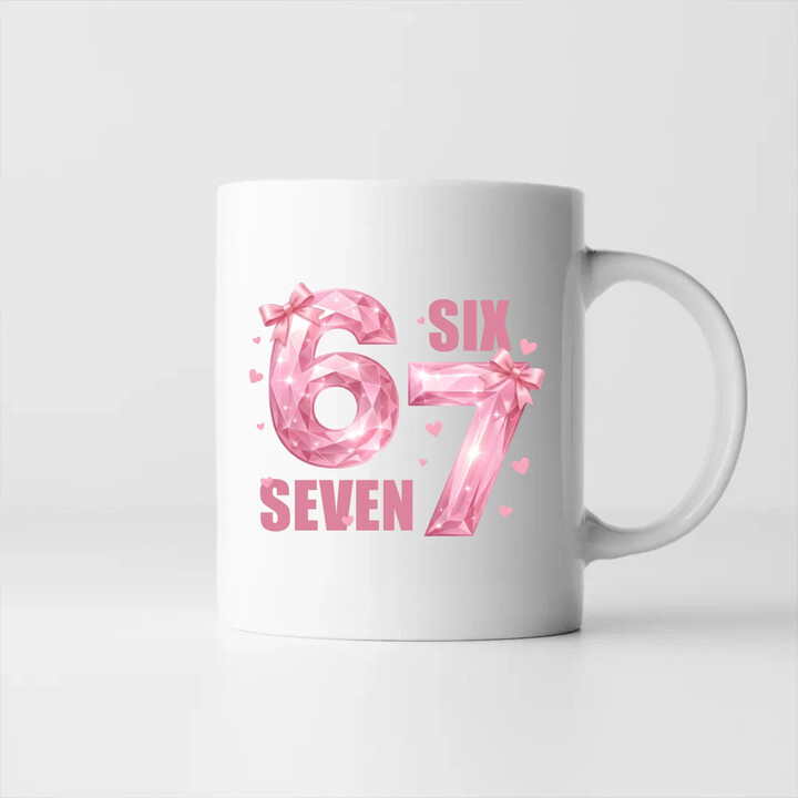 Six seven 67 - różowa wersja - kubek na prezent