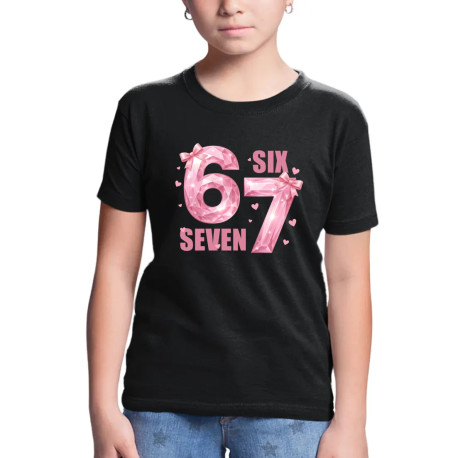 Six seven 67 - różowa wersja - dziecięca koszulka na prezent