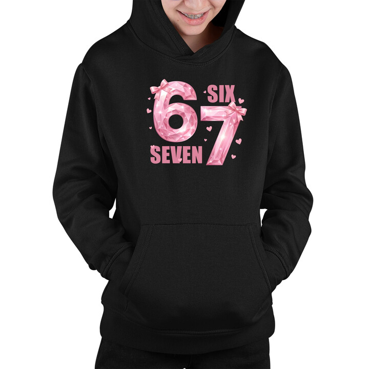 Six seven 67 - różowa wersja - dziecięca bluza na prezent