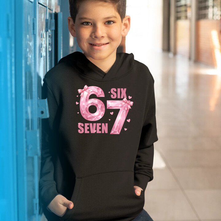 Six seven 67 - różowa wersja - dziecięca bluza na prezent