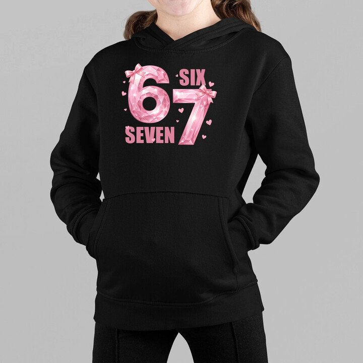 Six seven 67 - różowa wersja - dziecięca bluza na prezent