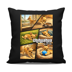 Chihuahua life - czarna poduszka na prezent