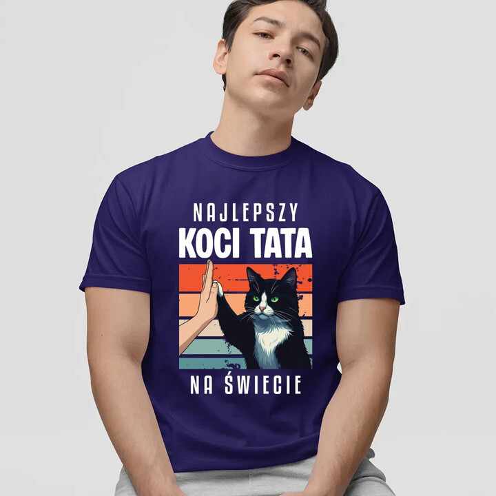 Najlepszy koci tata na świecie - męska koszulka na prezent