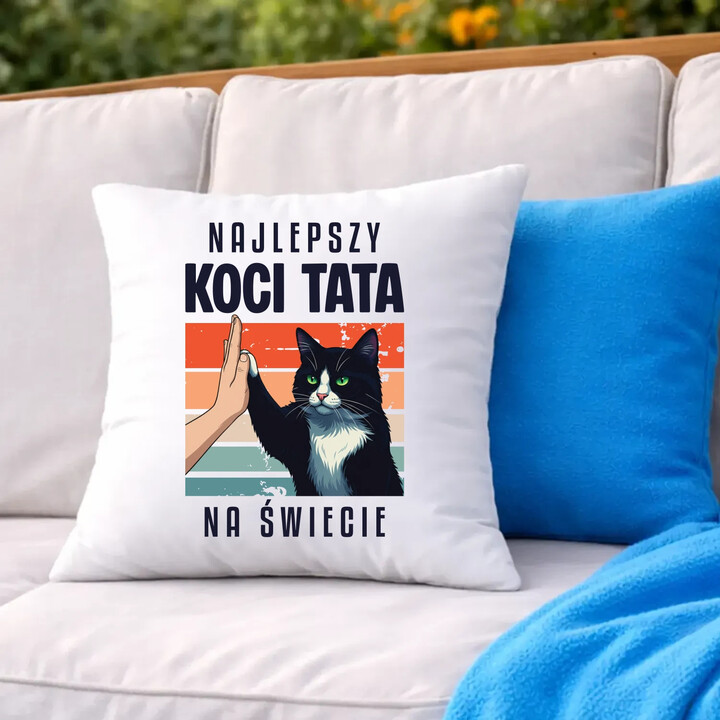 Najlepszy koci tata na świecie - poduszka na prezent