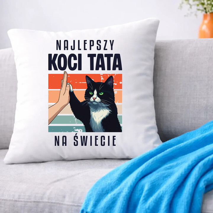 Najlepszy koci tata na świecie - poduszka na prezent