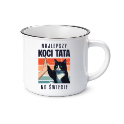 Najlepszy koci tata na świecie - kubek emaliowany na prezent
