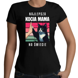 Najlepsza kocia mama na świecie - damska koszulka na prezent