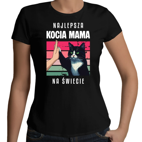 Najlepsza kocia mama na świecie - damska koszulka na prezent