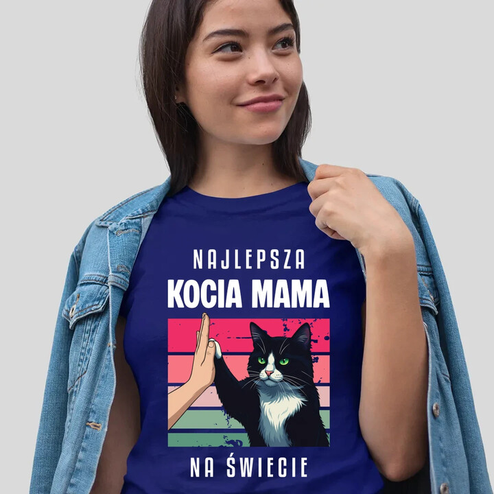 Najlepsza kocia mama na świecie - damska koszulka na prezent