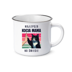 Najlepsza kocia mama na świecie - kubek emaliowany na prezent