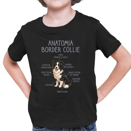 Anatomia border collie - dziecięca koszulka na prezent