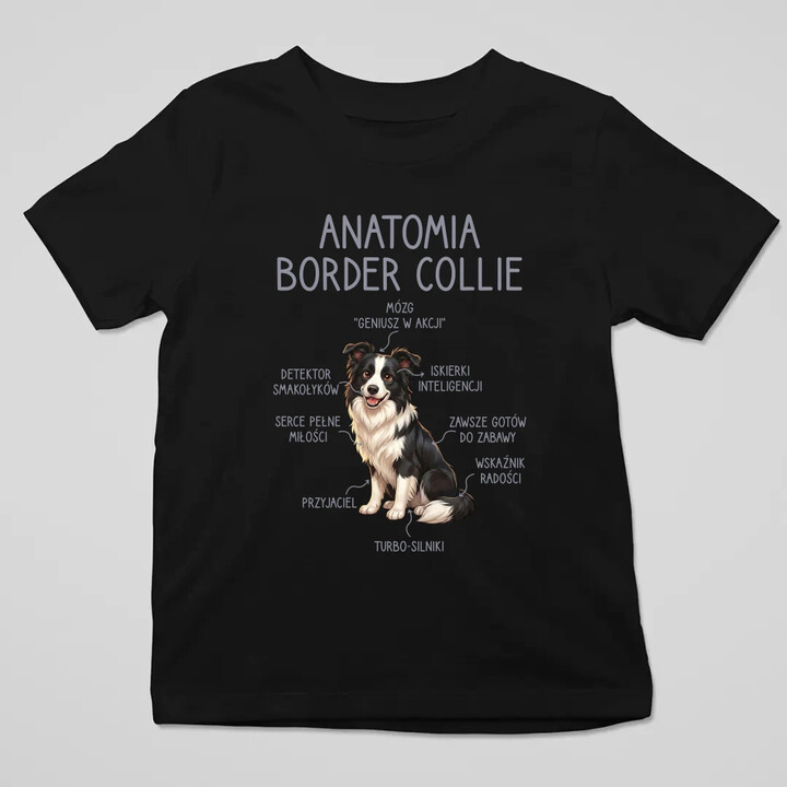 Anatomia border collie - dziecięca koszulka na prezent