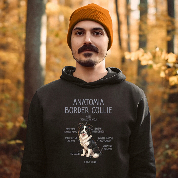 Anatomia border collie - męska bluza na prezent