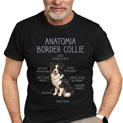 Anatomia border collie - męska koszulka na prezent