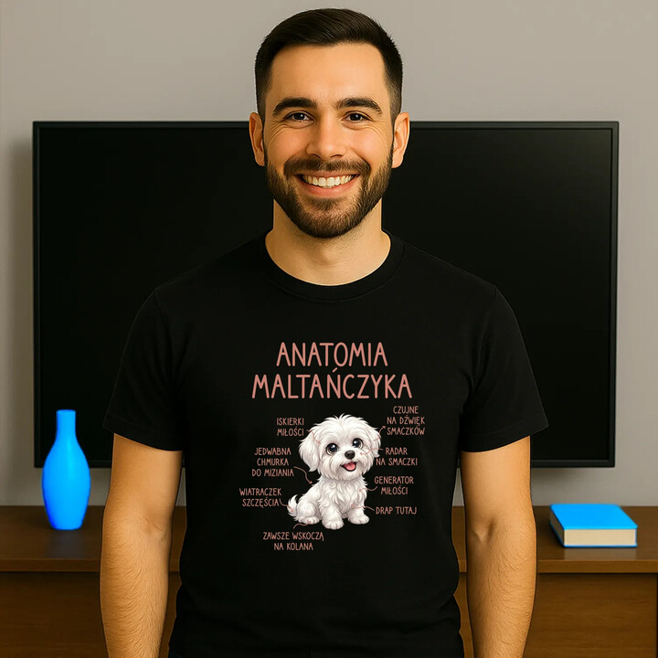 Anatomia maltańczyka - męska koszulka na prezent