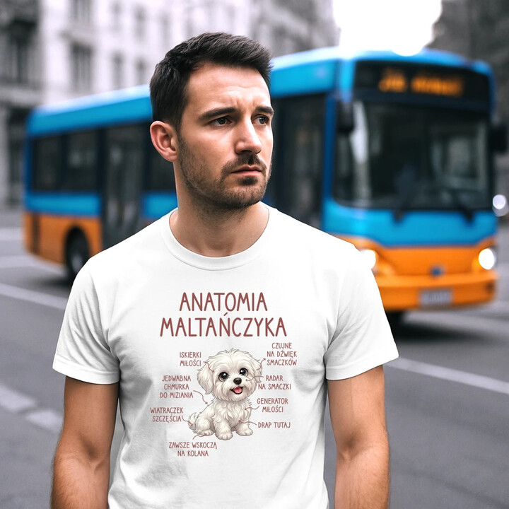 Anatomia maltańczyka - męska koszulka na prezent