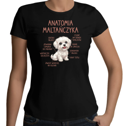 Anatomia maltańczyka - damska koszulka na prezent