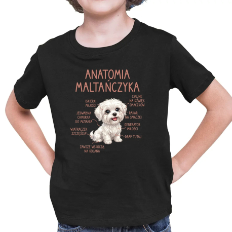 Anatomia maltańczyka - dziecięca koszulka na prezent