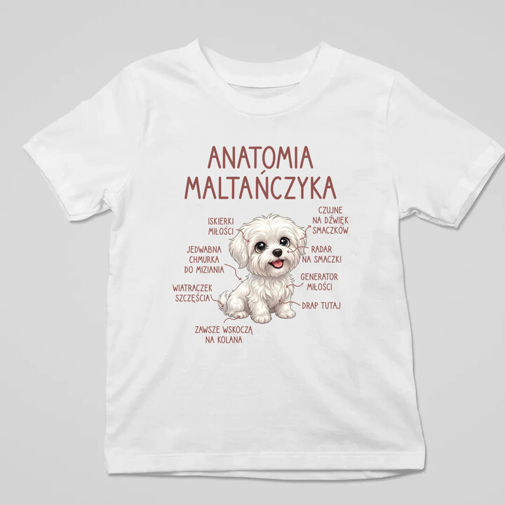 Anatomia maltańczyka - dziecięca koszulka na prezent