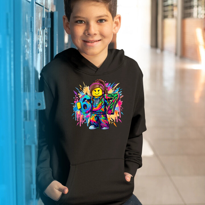 Kolorowe six seven - 67 - wersja dla dziewczynki - inspirowane Roblox - dziecięca bluza na prezent