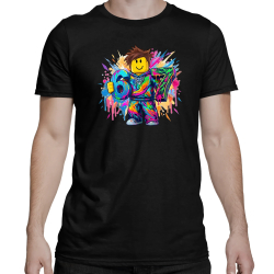 Kolorowe six seven - 67 - inspirowane Roblox - męska koszulka na prezent