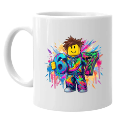 Kolorowe six seven - 67 - inspirowane Roblox - kubek na prezent