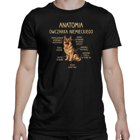 Anatomia owczarka niemieckiego v2 - męska koszulka na prezent