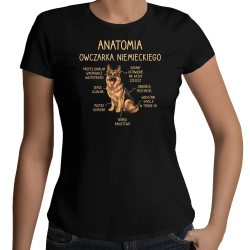 Anatomia owczarka niemieckiego v2 - damska koszulka na prezent