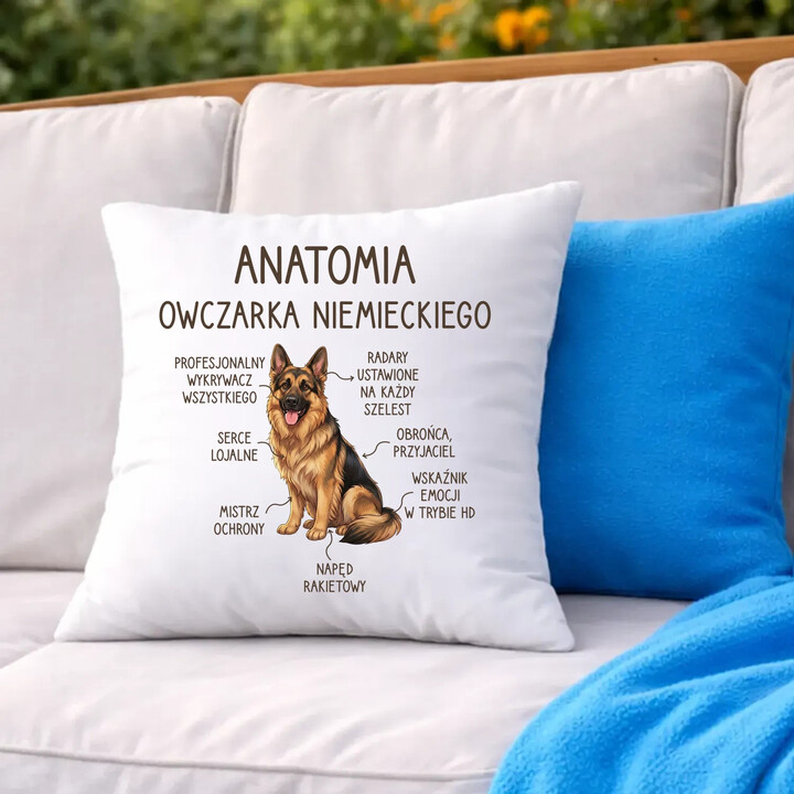 Anatomia owczarka niemieckiego v2 - poduszka na prezent