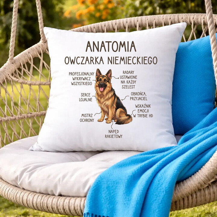 Anatomia owczarka niemieckiego v2 - poduszka na prezent