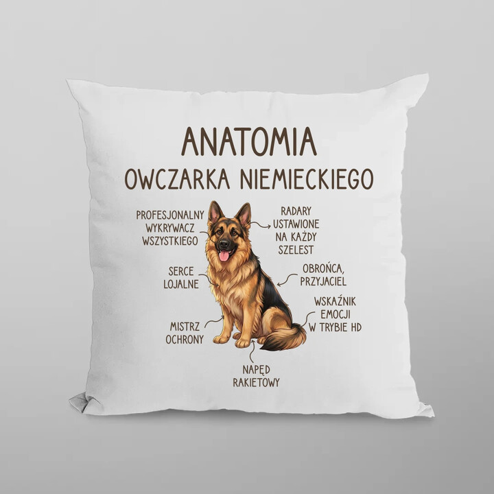 Anatomia owczarka niemieckiego v2 - poduszka na prezent