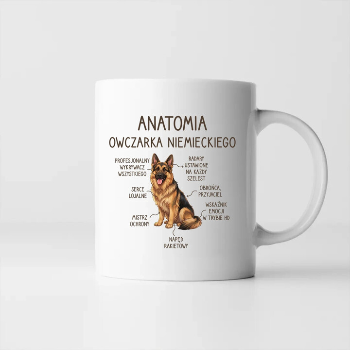 Anatomia owczarka niemieckiego v2 - kubek na prezent