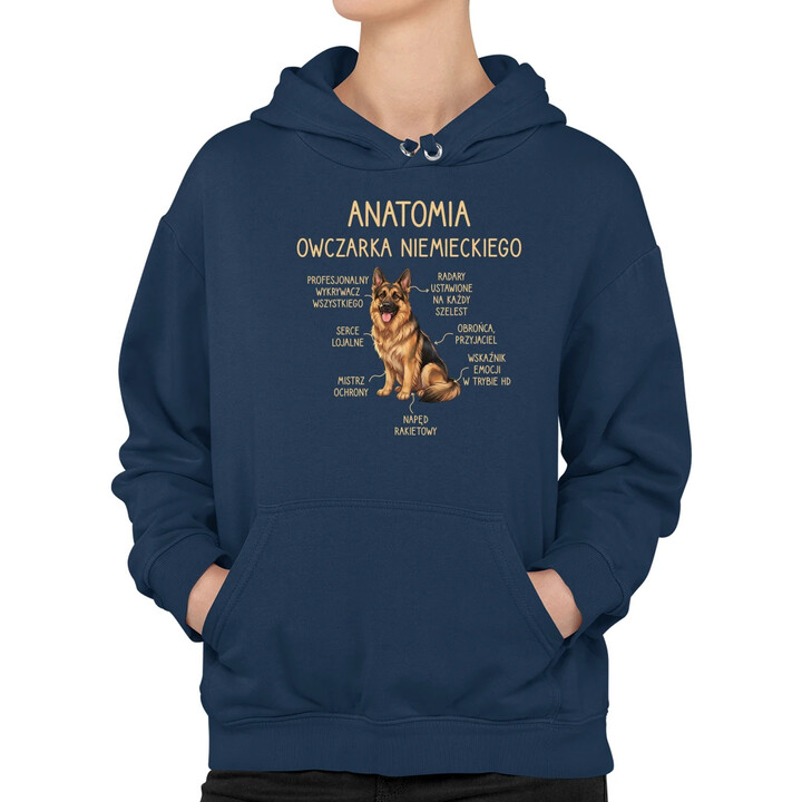 Anatomia owczarka niemieckiego v2 - damska bluza na prezent
