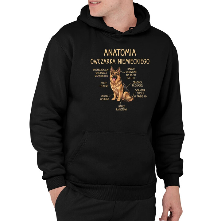 Anatomia owczarka niemieckiego v2 - męska bluza na prezent