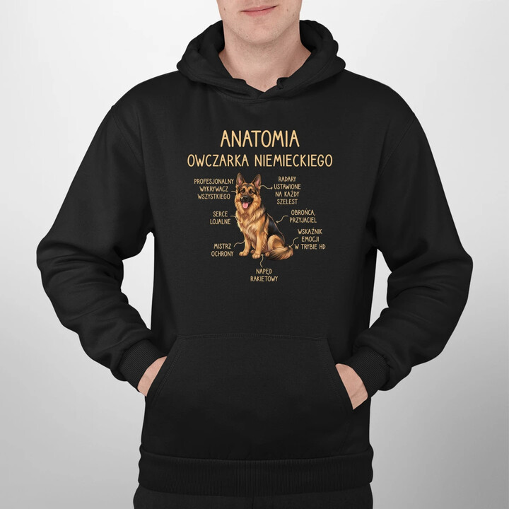 Anatomia owczarka niemieckiego v2 - męska bluza na prezent