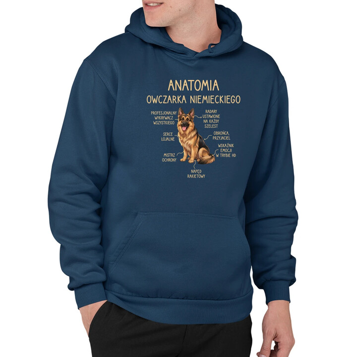 Anatomia owczarka niemieckiego v2 - męska bluza na prezent