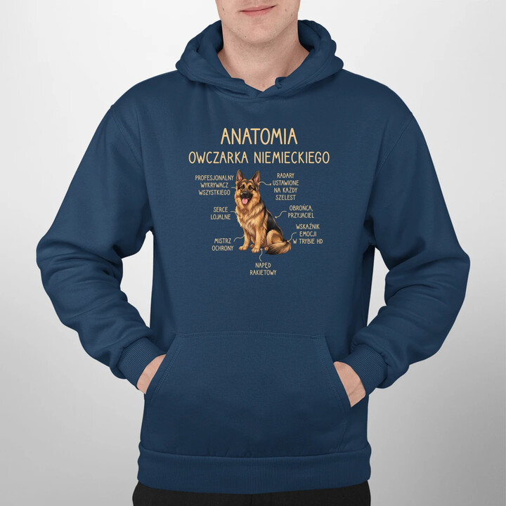 Anatomia owczarka niemieckiego v2 - męska bluza na prezent