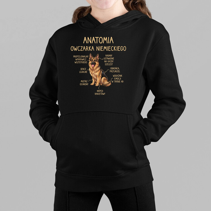 Anatomia owczarka niemieckiego v2 - dziecięca bluza na prezent