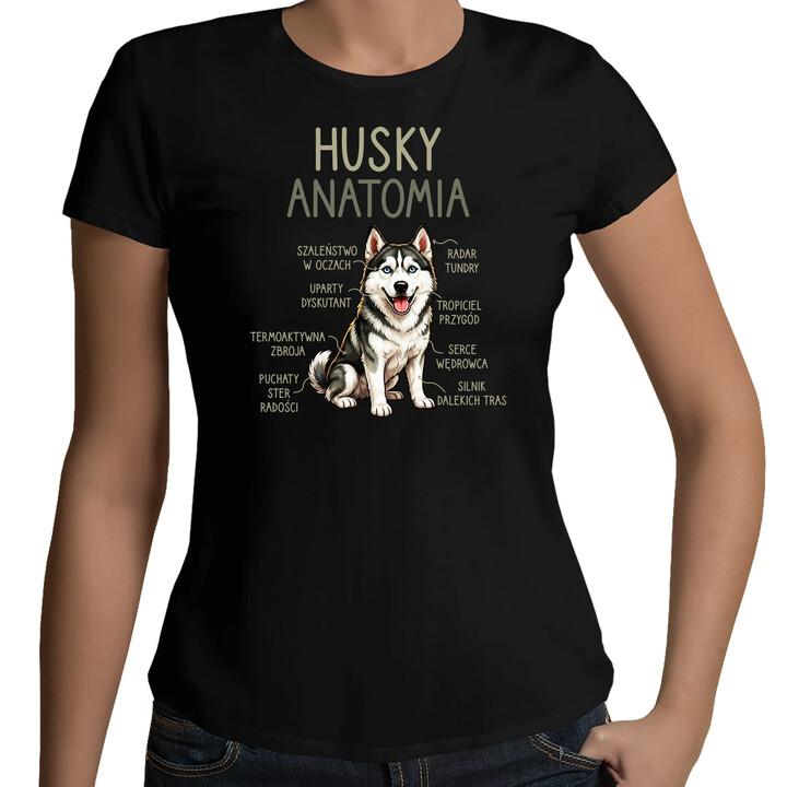 Husky anatomia - damska koszulka na prezent