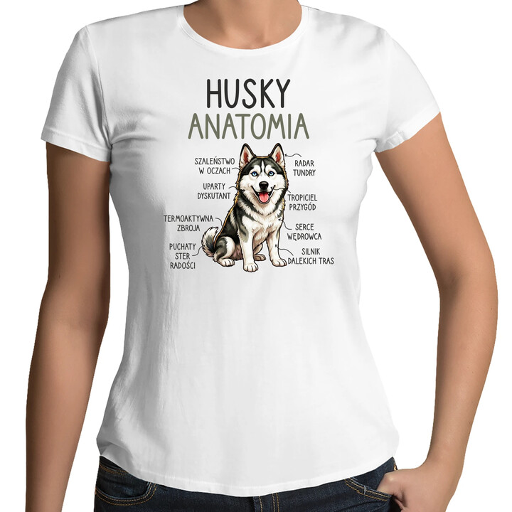 Husky anatomia - damska koszulka na prezent